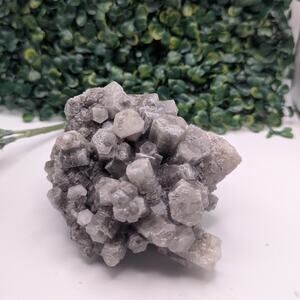 Natural Panda Calcite and Quartz UV reactive crystal specimen display fossil